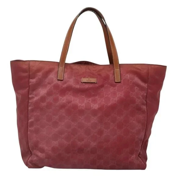 GUCCI GG Canvas Tote Bag Nylon Pink Silver 282439 Auth ti3238 - Picture 2 of 16